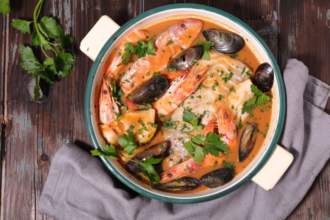 Bouillabaisse is a traditional Provençal fish stew that embodies the flavors and aromas of the Mediterranean Sea.