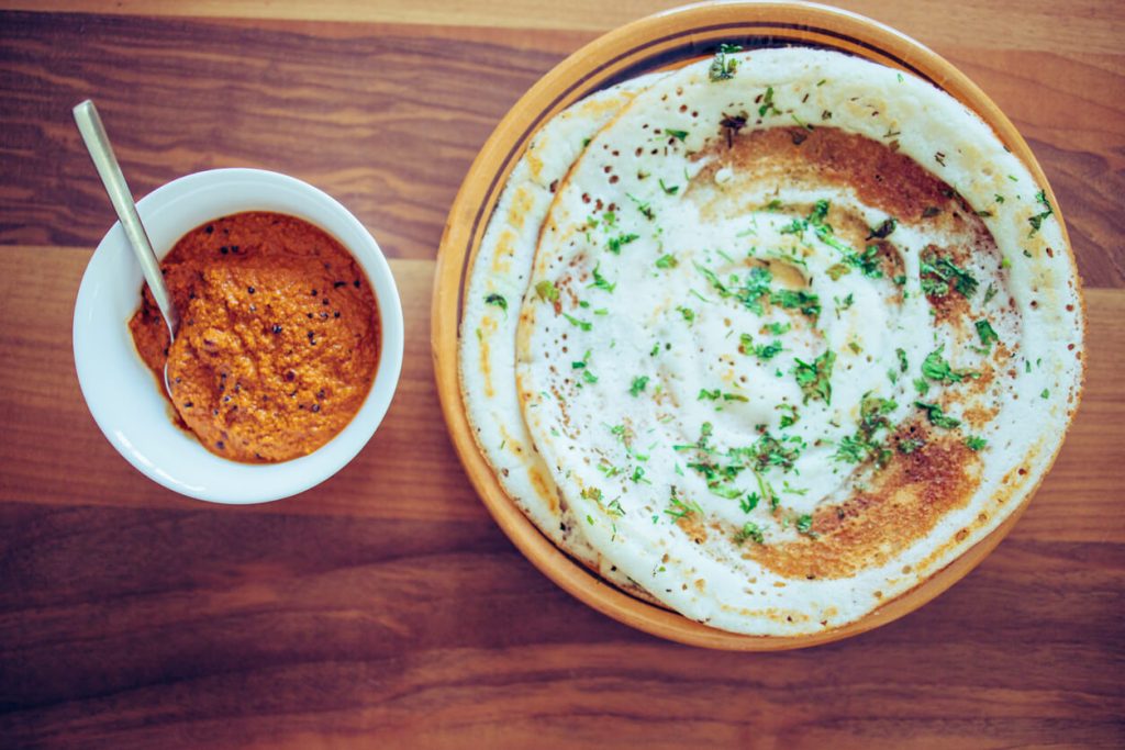 Dosa with Coconut Chutney