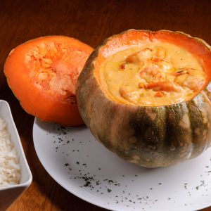 Camarão na Moranga is a visually impressive and delicious dish that's perfect for special occasions or a festive weekend meal. The combination of sweet pumpkin with rich, creamy shrimp creates a unique and flavorful experience.