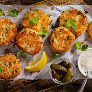 Crab Cakes are a popular seafood dish known for their crispy exterior and tender, flavorful interior, packed with crab meat and various seasonings.