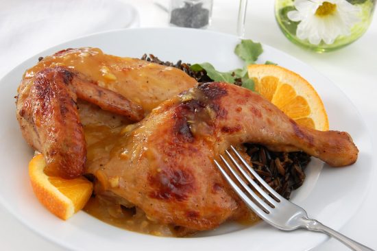 Duck à l'Orange is a classic French dish that combines the rich flavor of duck with a sweet and tangy orange sauce.